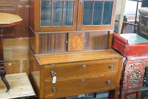 An Edwardian George III design mahogany secretaire bookcase, length 90cm, depth 51cm, height 187cm